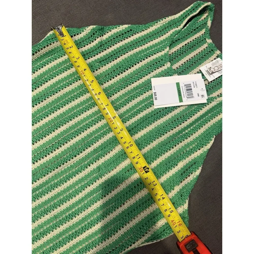 NWT Becca Crochet Retro Cabo Scoop Neck Dress Swim Cover-Up Bright Green Size L